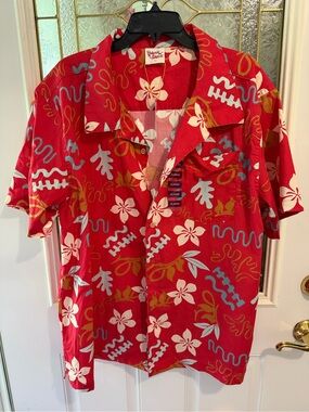 Men's Red Floral Hawaiian Shirt